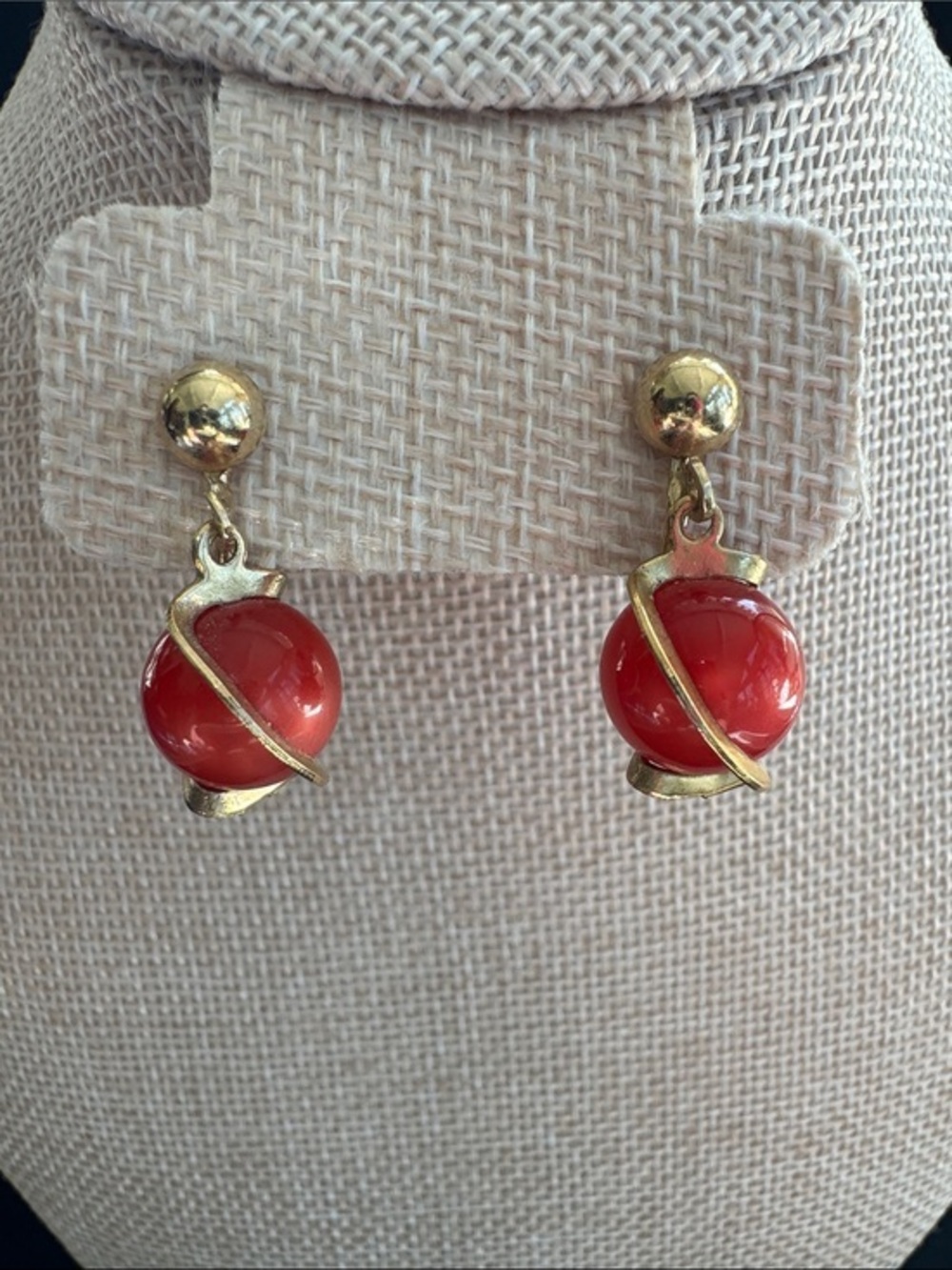 VTG MCM "Saturn" Orb Screw Back Earrings